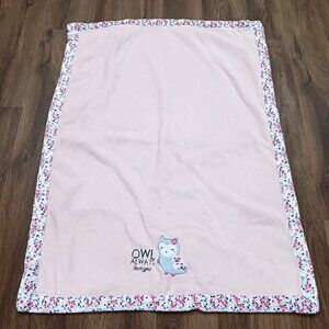 Carters Owl Always Love You Pink Baby Blanket Floral Trim Lovey‎ 29 x 39